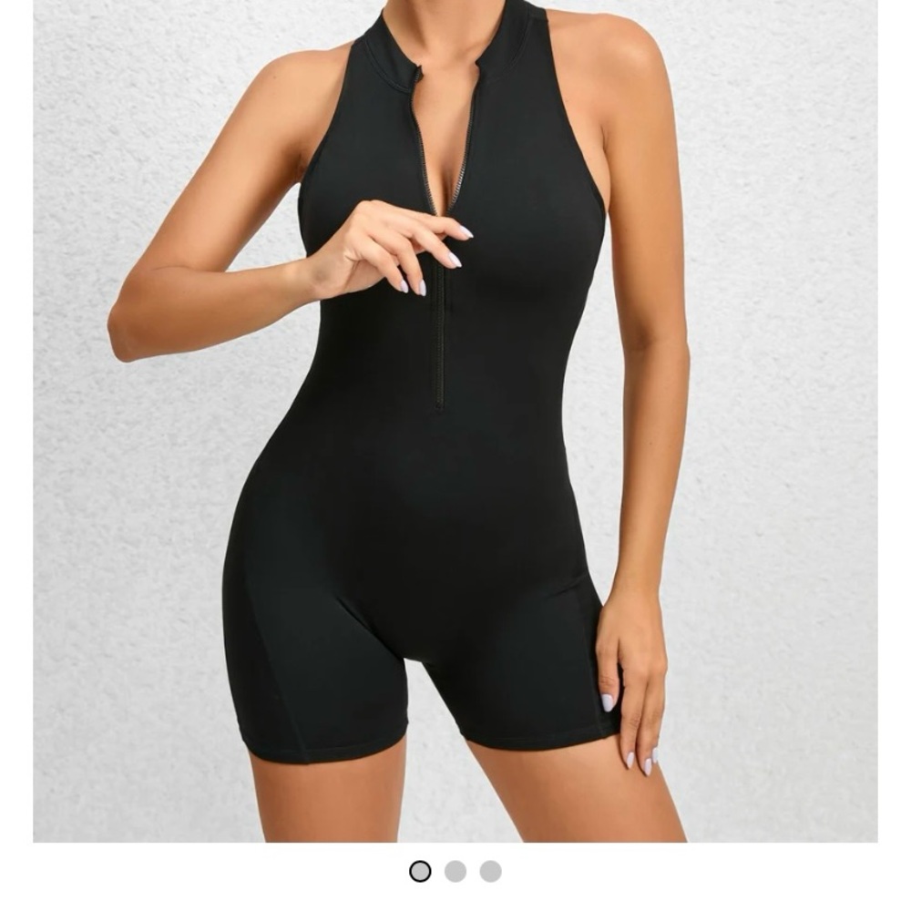 MiniBeast Black Sleeveless Zip-Up Romper